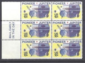 U.S.#1556 Pioneer - Jupiter 10c Mail Early Block of 6, MNH.