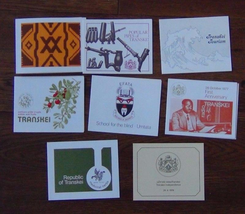 Transkei New Issue Cards 1976 1980 Tourism Independence Fruits Pipes Weaving etc