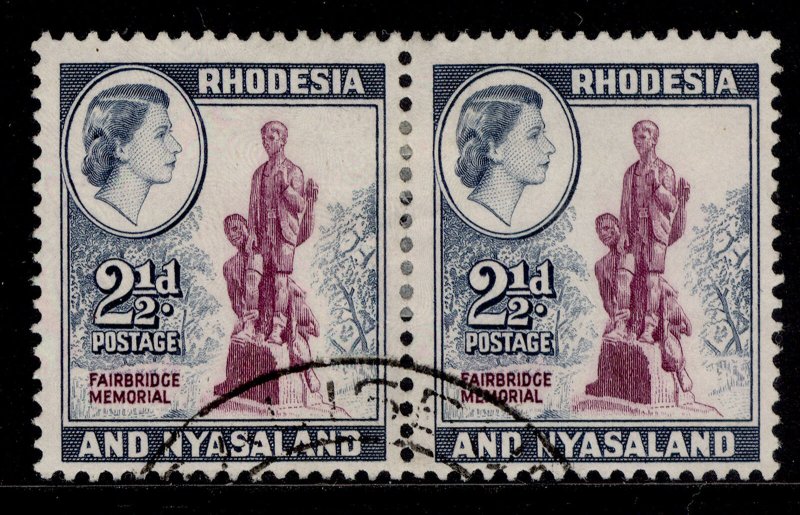 RHODESIA & NYASALAND QEII SG21, 2½d purple & grey-blue, FINE USED. PAIR 