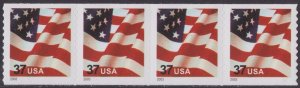 US 3632A Old Glory 37c coil strip 4 SSP MNH 2003