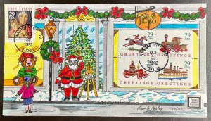 2710 & 2714a Paslay Hand painted Christmas Village FDC 1992 #67 of 100
