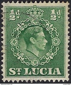 ST LUCIA 1938 QEII ½d Green SG128 FU