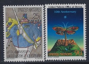 United Nations, Scott #552-553; Vienna Offices Anniversary, MNH