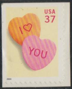 #3833, Single-L/E. Candy Hearts MNH, '.37'