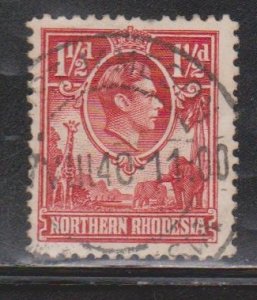 NORTHERN RHODESIA Scott # 29 Used - KGVI With Giraffe & Elephants