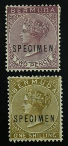 MOMEN: BERMUDA SG #26s,29s SPECIMEN 1883-1904 MINT OG H LOT #61997