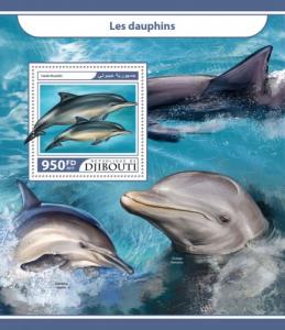 DJIBUTI - 2017 - Dolphins - Perf Souv Sheet - MNH