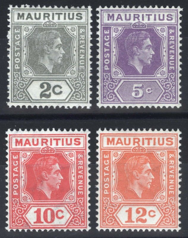 Mauritius 1942 2c-12c PERF 15 x 14 SG 252a-257a Sc 211a-216a MLH Cat £156($206)