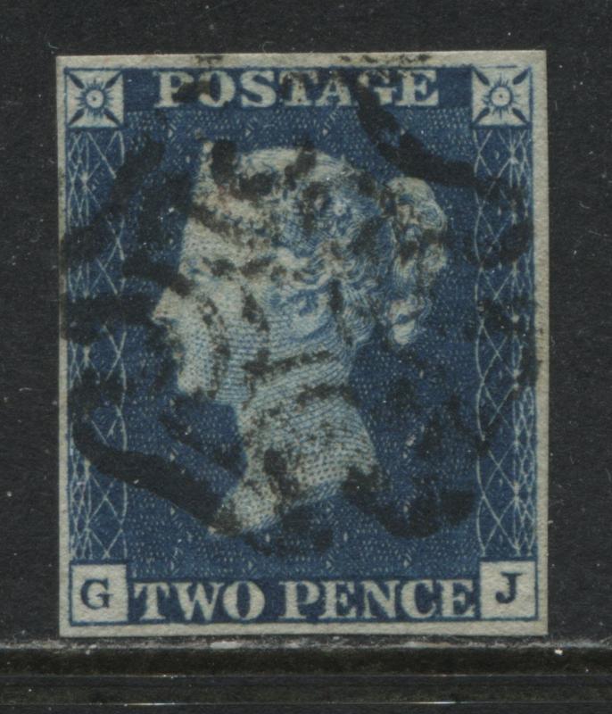 GB 1840 2d Plate 1, deep full blue, very nice 4 margins, crisp light black MX 