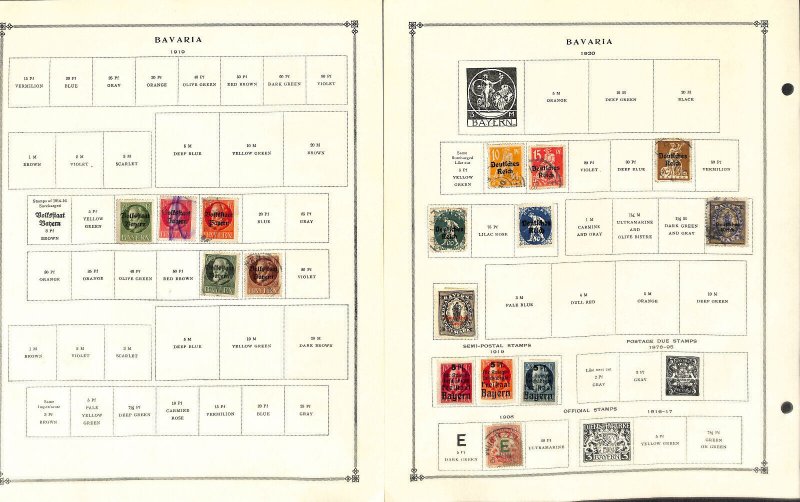 Bavaria - Germany Stamp Collection on 10 Scott International Pages, 1849-20 (BD)