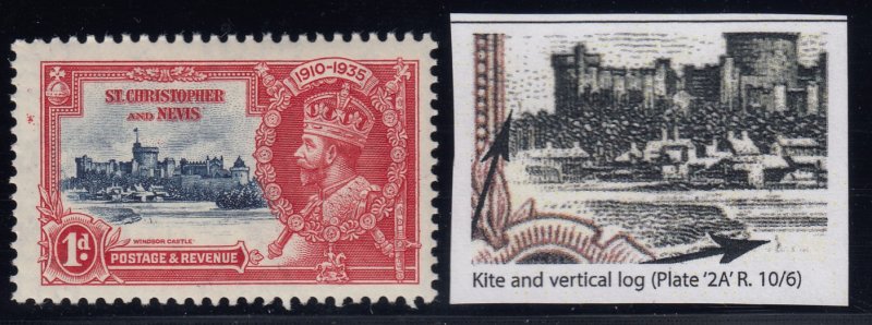 St. Kitts-Nevis, SG 61k, MNH Kite and Vertical Log variety