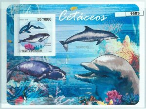 M1603 - S TOME & PRINCIPE, ERROR,2009 IMPERF SHEET: Cetaceans Marine Life, Orcas