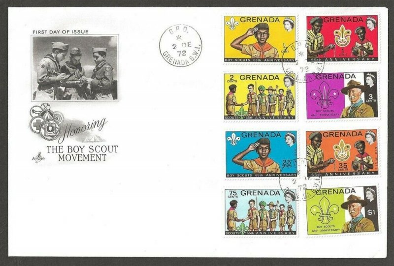 1972 Grenada Boy Scouts BadenPowell 65th anniv FDC Artcraft