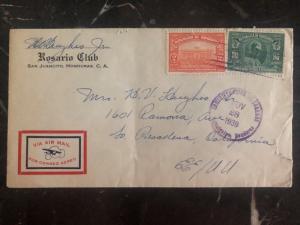 1939 San Jacinto Honduras Airmail cover To Pasadena Ca USA