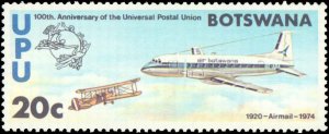 Botswana #110-113, Complete Set(4), 1974, UPU, Trains, Aviation - Airplanes, ...