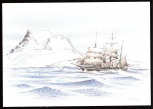 Greenland - Artwork for Maximum Card Scott #397 (Sailing Ship)