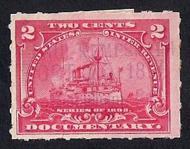 R164 2 cent SUPER Documentary Battleship Stamps used F