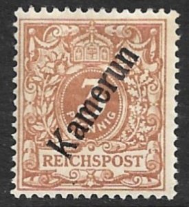 GERMAN CAMEROUN 1897 3pf Numeral Issue Sc 1 MH