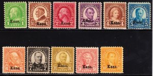 656-668 MLH, VF/XF - Kansas Overprint Set