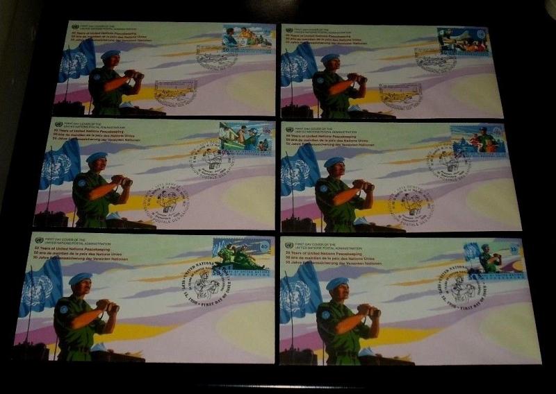 U.N. 1998, PEACE KEEPING FORCES, SINGLES ON FDCs, 3 OFFICES,NICE! LQQK!