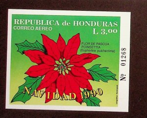 HONDURAS Sc C804 NH SOUVENIR SHEET OF 1990 - CHRISTMAS - FLOWER