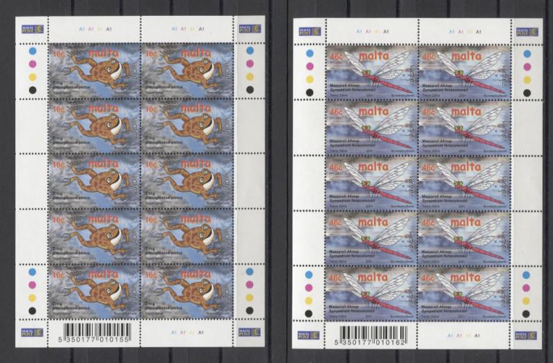 Malta Frogs Insects 2001 Mi#1170-71 ( 2v KB of 10 ) MNH