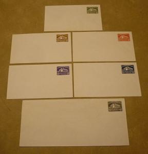 #U523-U528 (6) 1ȼ TO 5ȼ MINT UNUSED STAMPED ENVELOPES - WASHINGTON BICENTENNIAL