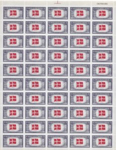 Doyle's_Stamps: MNH Sheet of 1943 Overrun Nations' Denmark, Scott #920**