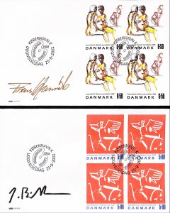 Denmark Danmark Scott 1235-1236 FDC block of 4,  fine art paintings