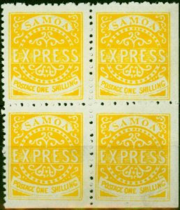 Samoa 1879 1s Dull Yellow SG7b P.12 V.F MNH Block of 4