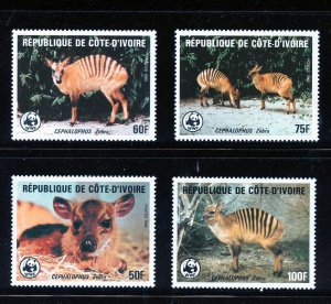 Ivory Coast #764-767 (IV975) Complete 1985 WWF issue, MNH, VF, CV$61.50