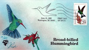 Gorgeous Pugh Designed/Painted Broad-Billed Hummingbird FDC...12 of 100 created!