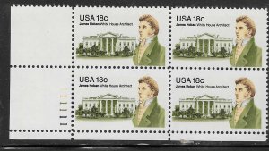 US #1935  18c James Hoban Plate Block of 4 (MNH) CV $2.00