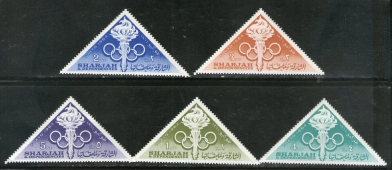 Sharjah - UAE 1964 Olympic Games Tokyo Japan Sports Triangular Odd Shaped Sc ...