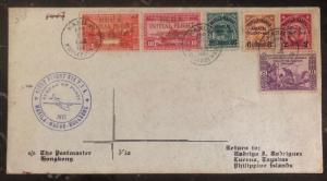 1937 Manila Philippines First Flight Airmail Cover FFC To GPO Hong Kong