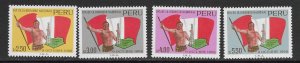 Peru 513-6 MNH Flag set cpl. X 10 sets, vf. 2022 CV $ 33.00