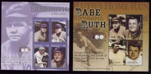 Baseball / World Series / Bambino BABE RUTH Souvenir Sheet Set MNH Grenada E10