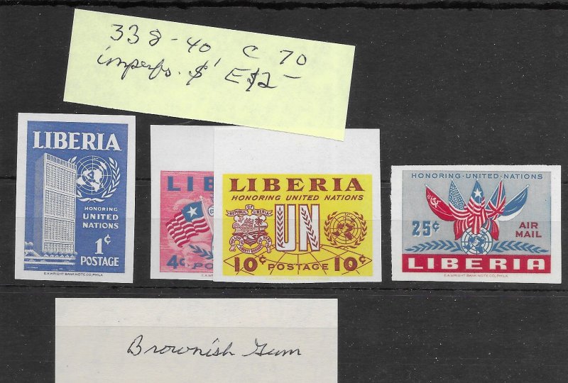 Liberia #338-340 MH - Imperf Set