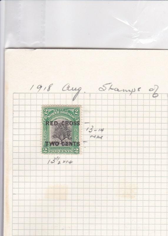 north borneo 1918 red cross stamp,  mounted mint , tiny hinge thin ref  r8208