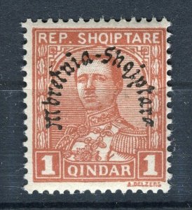 ALBANIA; 1928 Kingdom of Albania Optd issue Mint hinged 1q. value