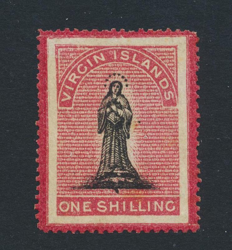 BRITISH VIRGIN IS 1867, 1sh VF MINT POG SG#14 (SEE BELOW)