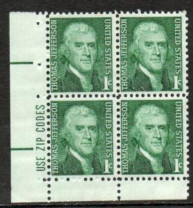 U.S. # 1278 Zip Block MNH. 