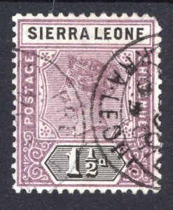 Sierra Leone 1897 1.5d Mauve & Black SG 43 Scott 36 VFU Cat £22($35)