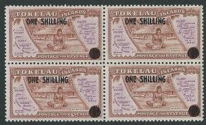 TOKELAU 1956 1/- overprint block of 4 MNH..................................41481