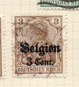 Belgium 1916-18 Early Issue Fine Used 3c. Optd Surcharged NW-184340