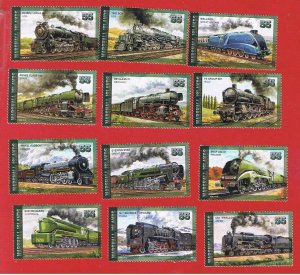 Marshall Islands #613a-613l   MNH OG   Steam Locomotives    Free S/H