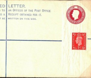GB Unused Registered Postal Stationery Envelope RP50{H2} 1940 Huggins Cat £100+