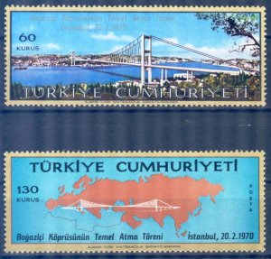 Turkey 1970 Bosphorus Bridge Mi. 2161/2 MNH