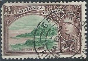 Trinidad 52A (used, pulled corner) 3c George VI & Mount Irvine Bay (1941)