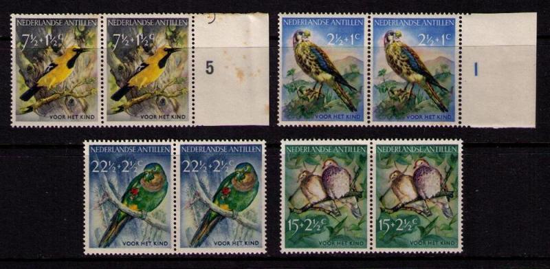 NETHERLANDS ANTILLES Sc# B35 - B38 MNH FVF Set4 x PAIR Birds